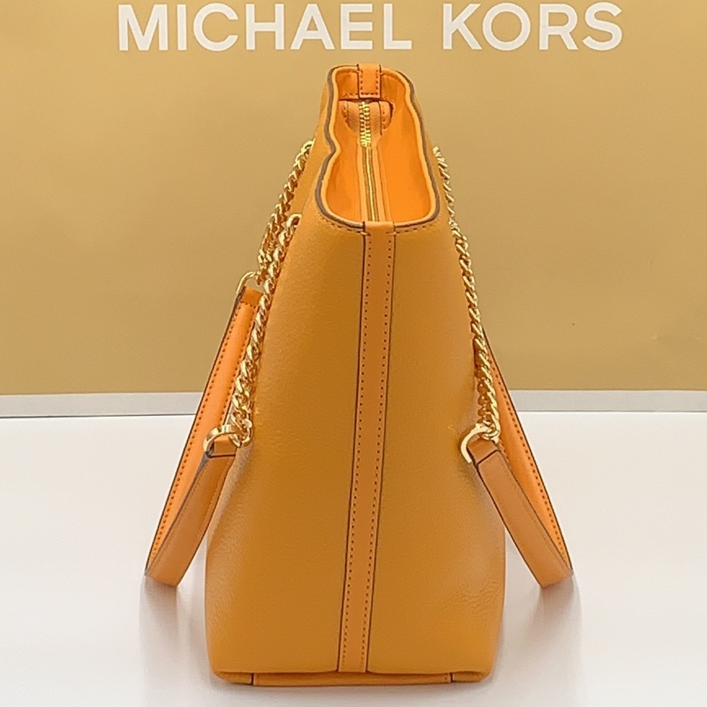 MICHAEL KORS JET SET ITEM MEDIUM FRONT ZIP POCKET CHAIN TOTE BAG HONEYCOMB COLOR - Picture 5 of 16